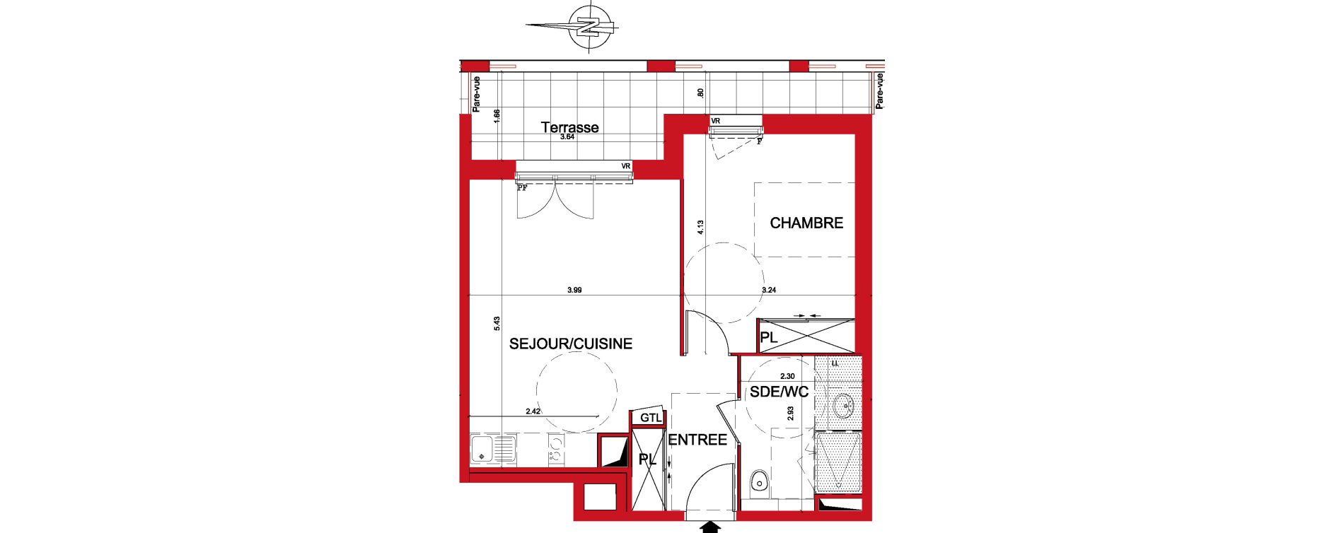 Appartement T2 de 44,70 m2 &agrave; Montargis Centre
