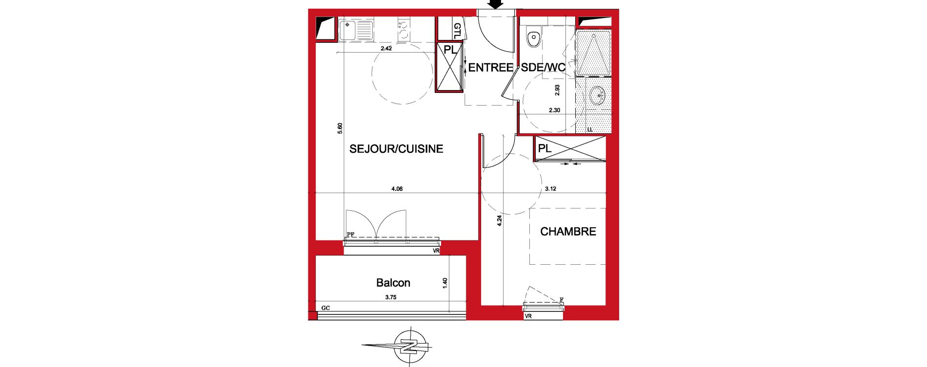 Appartement T2 de 44,29 m2 &agrave; Montargis Centre