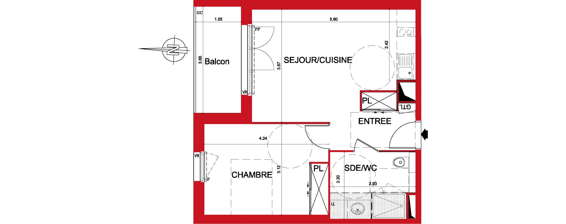 Appartement T2 de 43,33 m2 &agrave; Montargis Centre