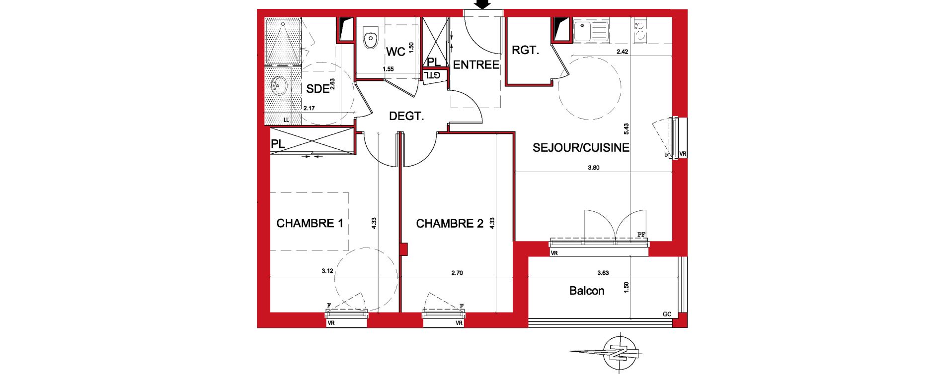Appartement T3 de 61,25 m2 &agrave; Montargis Centre