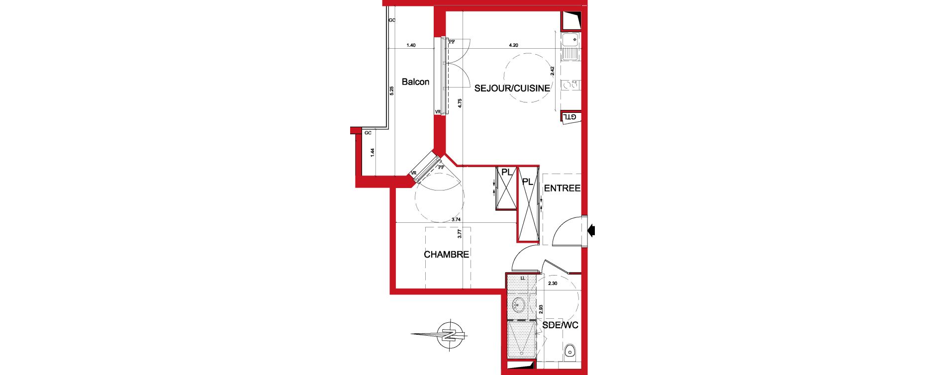 Appartement T2 de 45,55 m2 &agrave; Montargis Centre