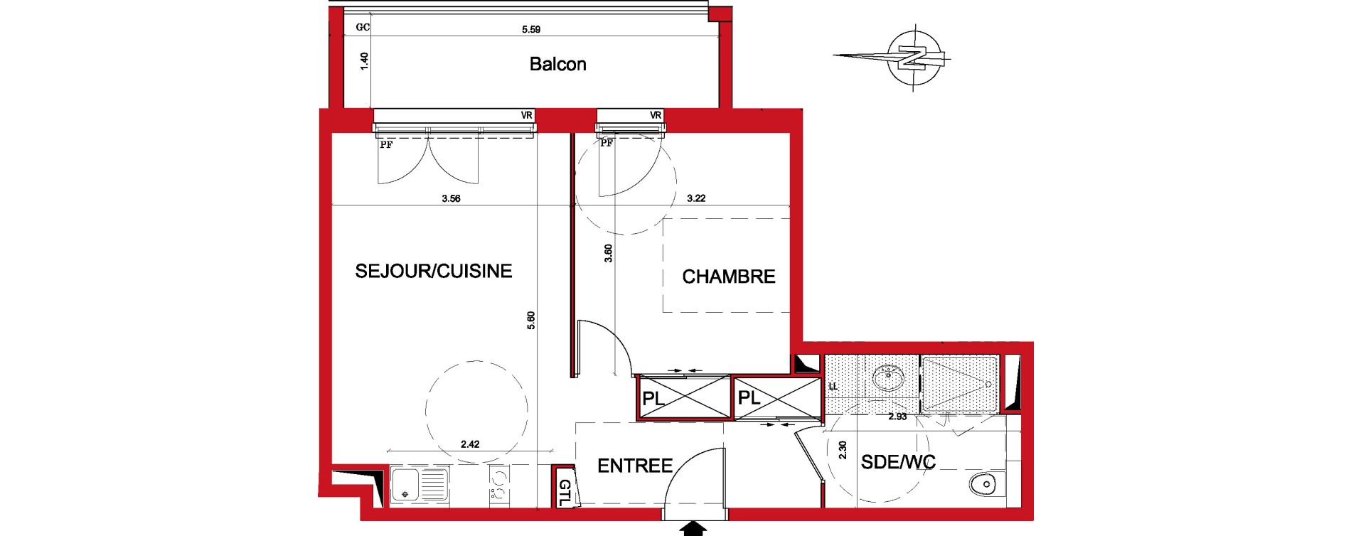Appartement T2 de 44,38 m2 &agrave; Montargis Centre