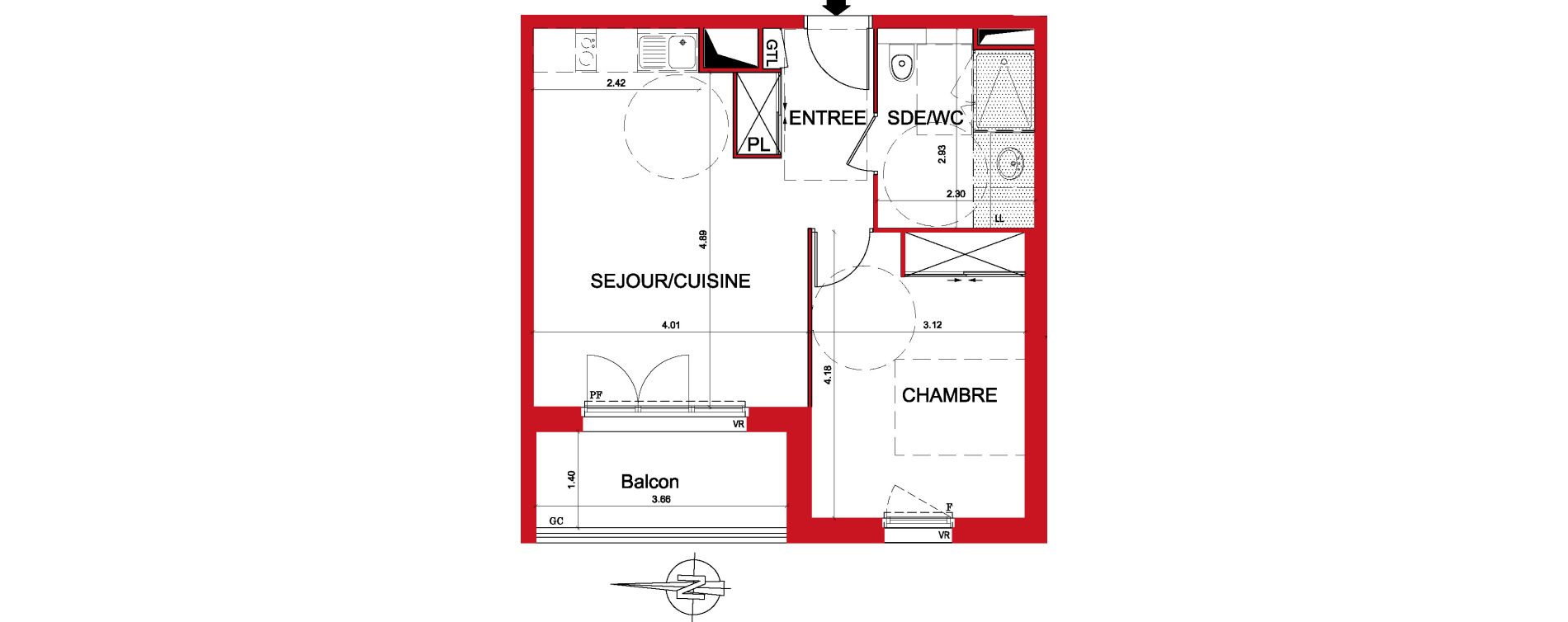 Appartement T2 de 43,59 m2 &agrave; Montargis Centre