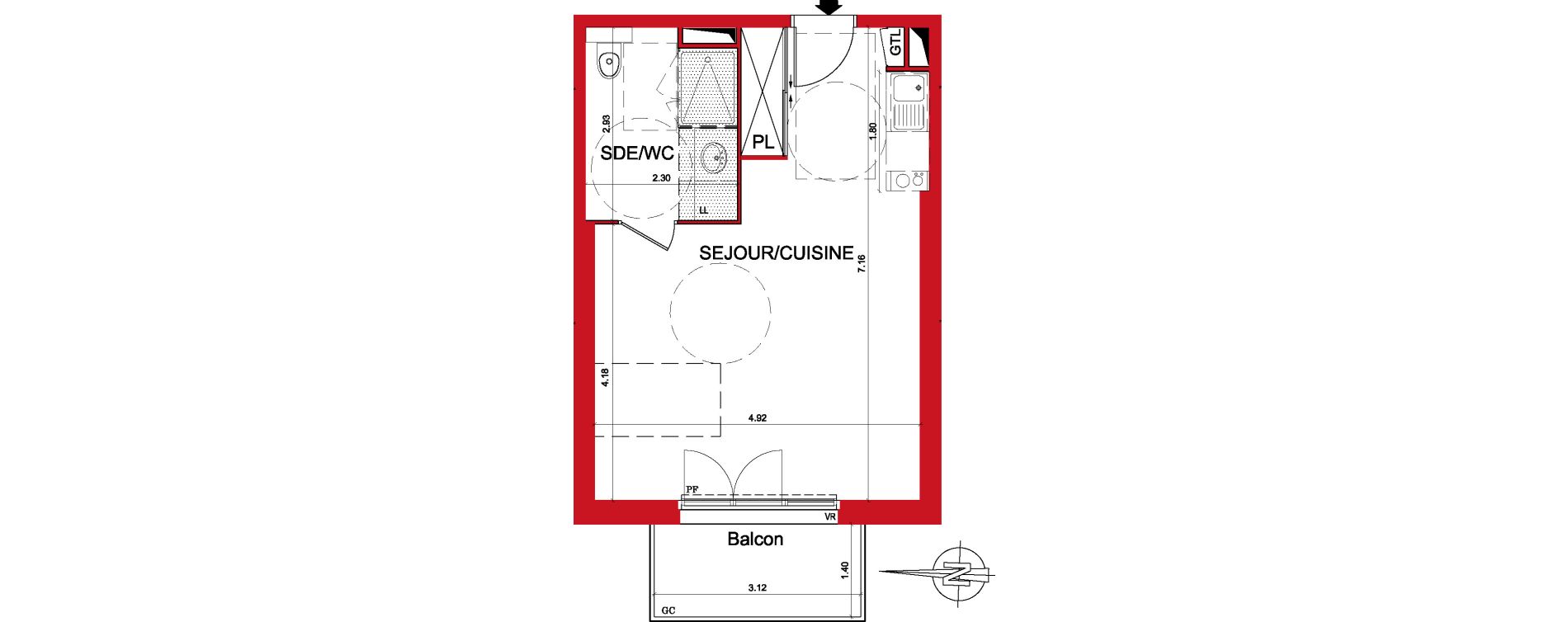 Appartement T1 de 34,97 m2 &agrave; Montargis Centre