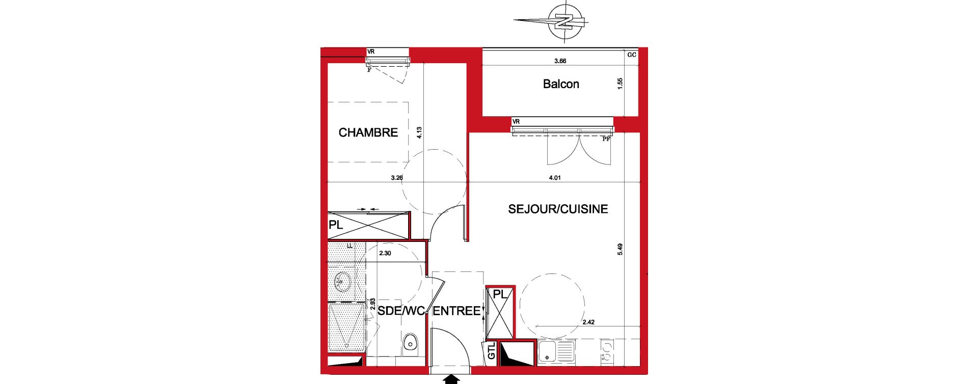 Appartement T2 de 43,81 m2 &agrave; Montargis Centre