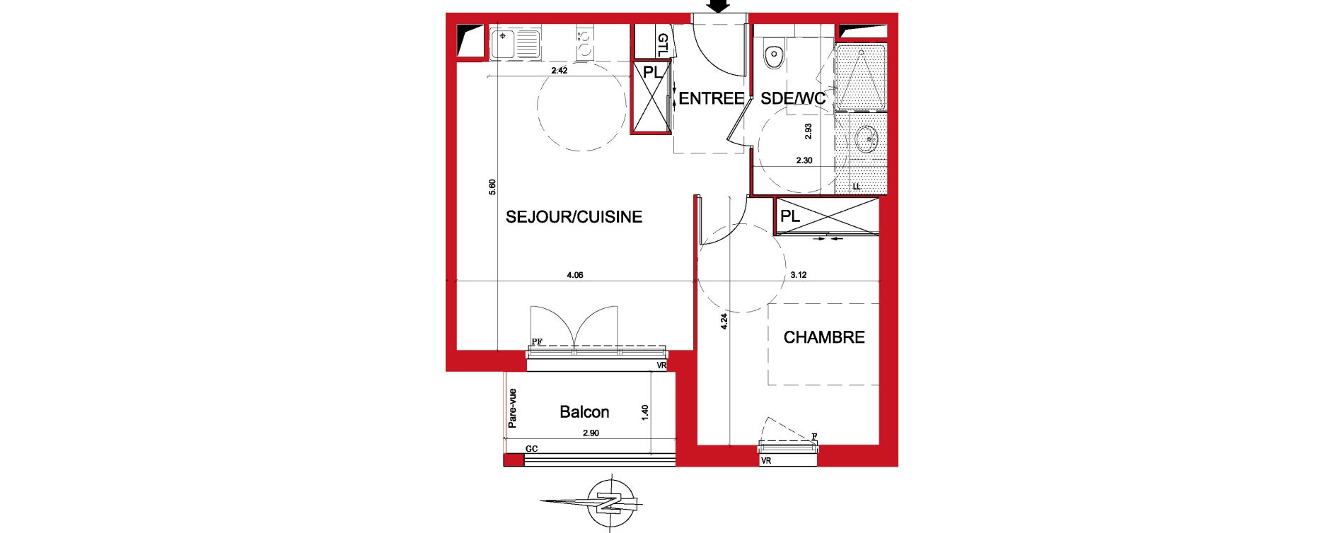 Appartement T2 de 44,29 m2 &agrave; Montargis Centre