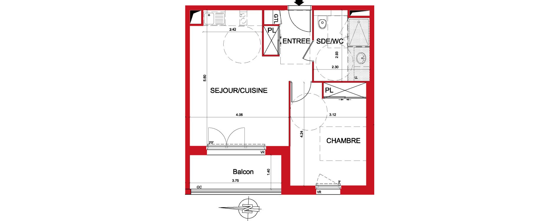 Appartement T1 de 44,29 m2 &agrave; Montargis Centre