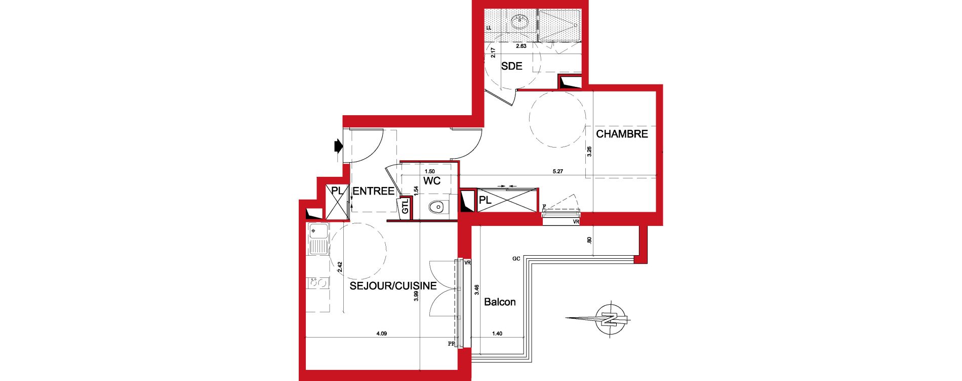 Appartement T2 de 45,51 m2 &agrave; Montargis Centre