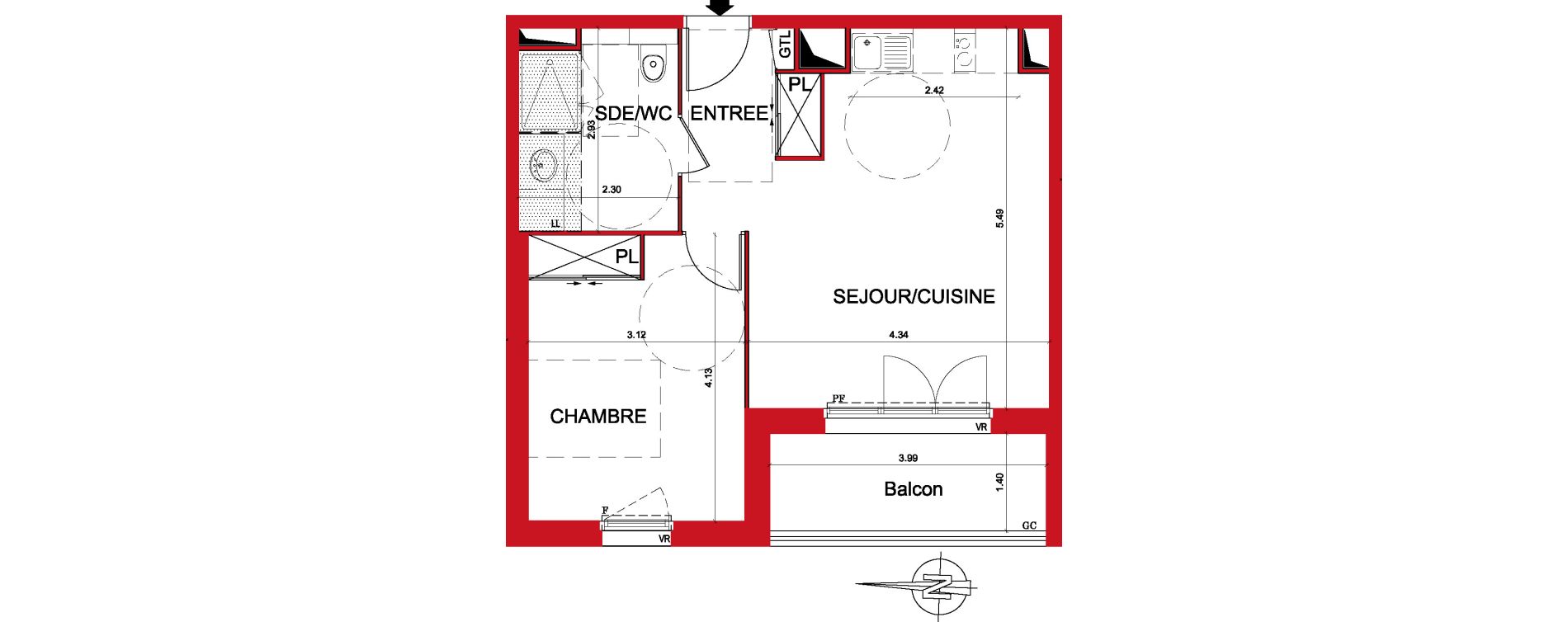 Appartement T2 de 44,82 m2 &agrave; Montargis Centre