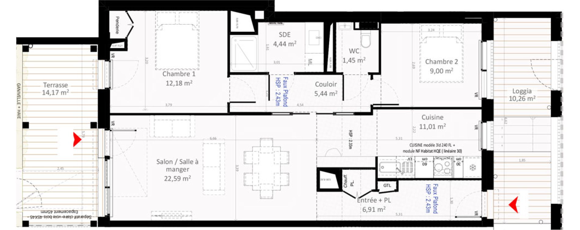 Appartement T3 de 73,02 m2 &agrave; Olivet Centre