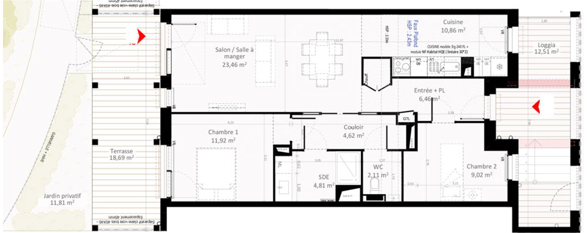 Appartement T3 de 73,26 m2 &agrave; Olivet Centre