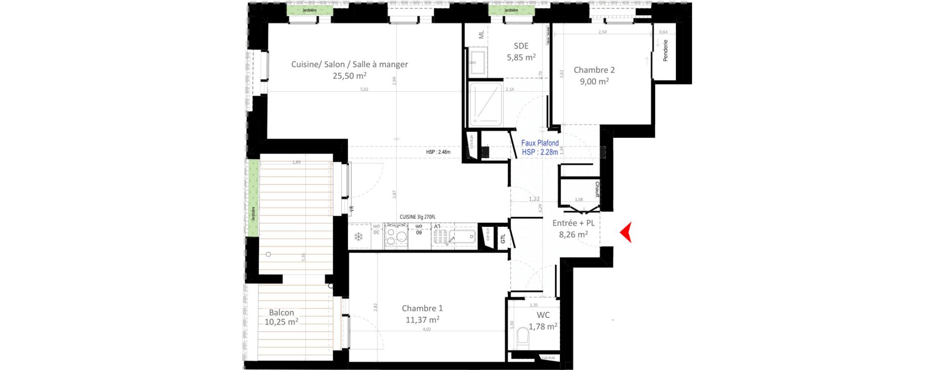 Appartement T3 de 61,76 m2 &agrave; Olivet Centre