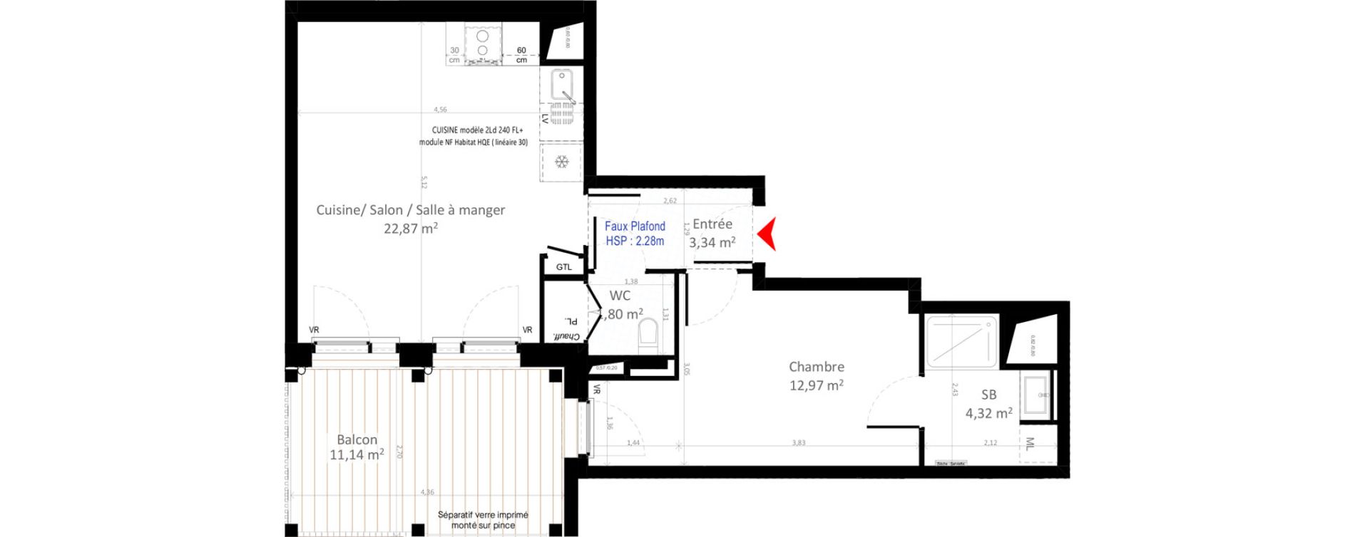 Appartement T2 de 45,30 m2 &agrave; Olivet Centre