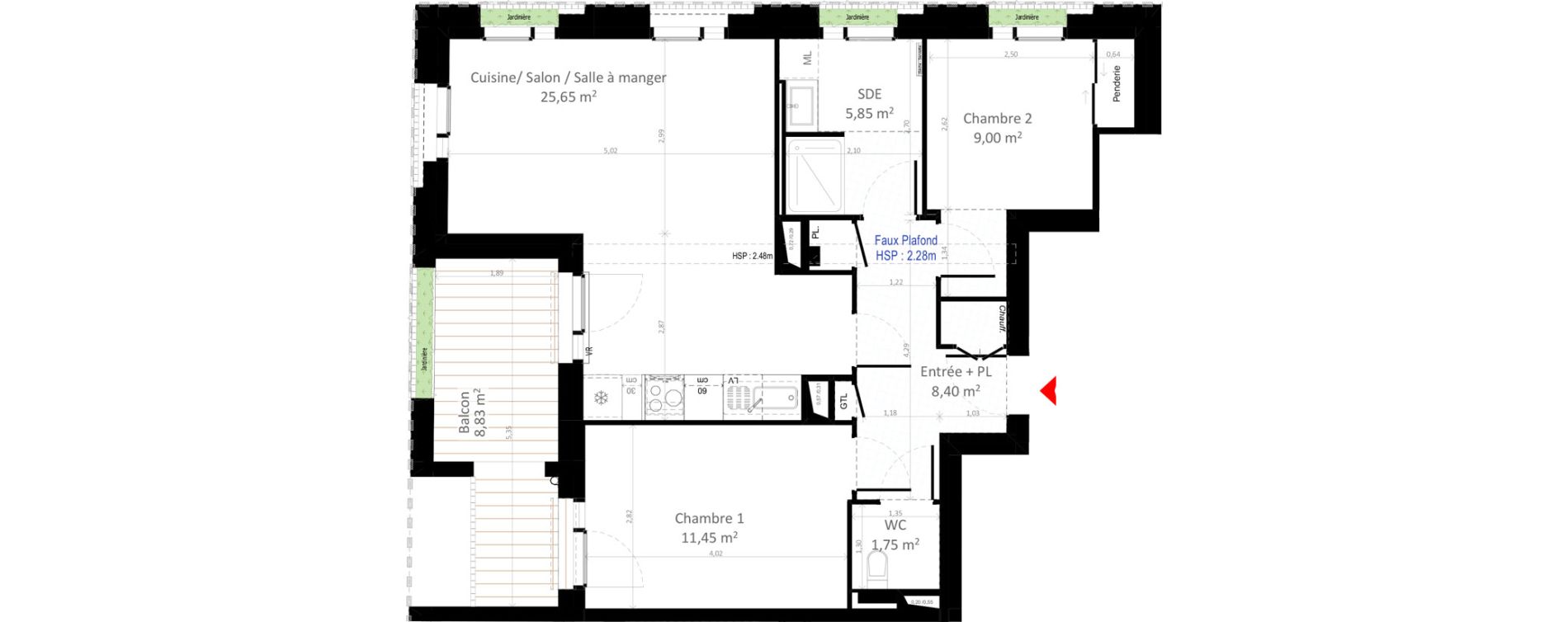 Appartement T3 de 62,10 m2 &agrave; Olivet Centre