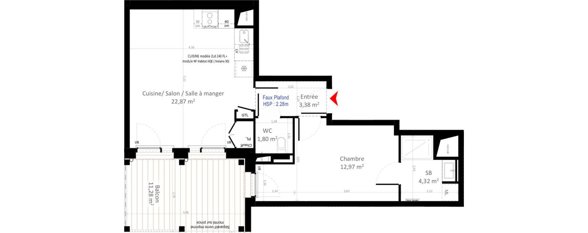 Appartement T2 de 45,34 m2 &agrave; Olivet Centre