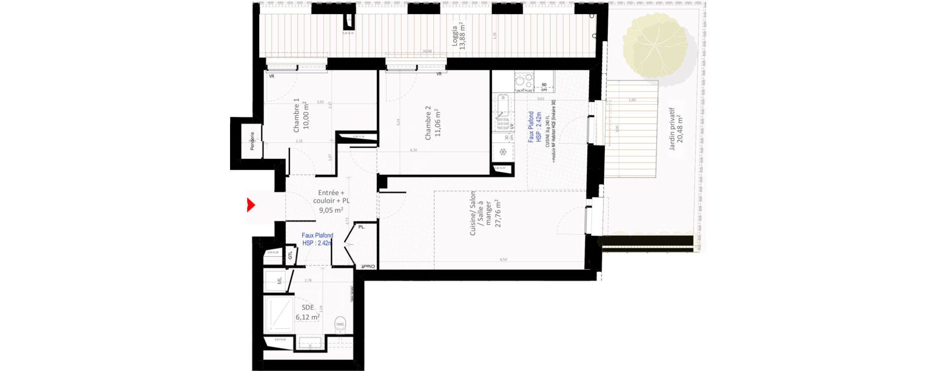 Appartement T3 de 63,99 m2 &agrave; Olivet Centre