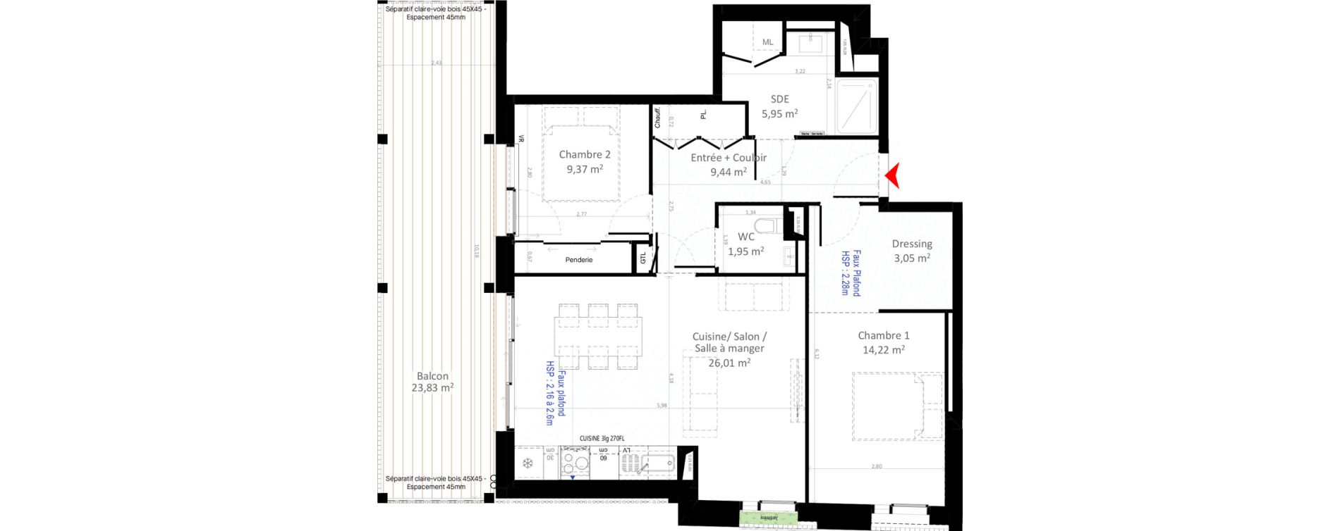 Appartement T3 de 69,99 m2 &agrave; Olivet Centre