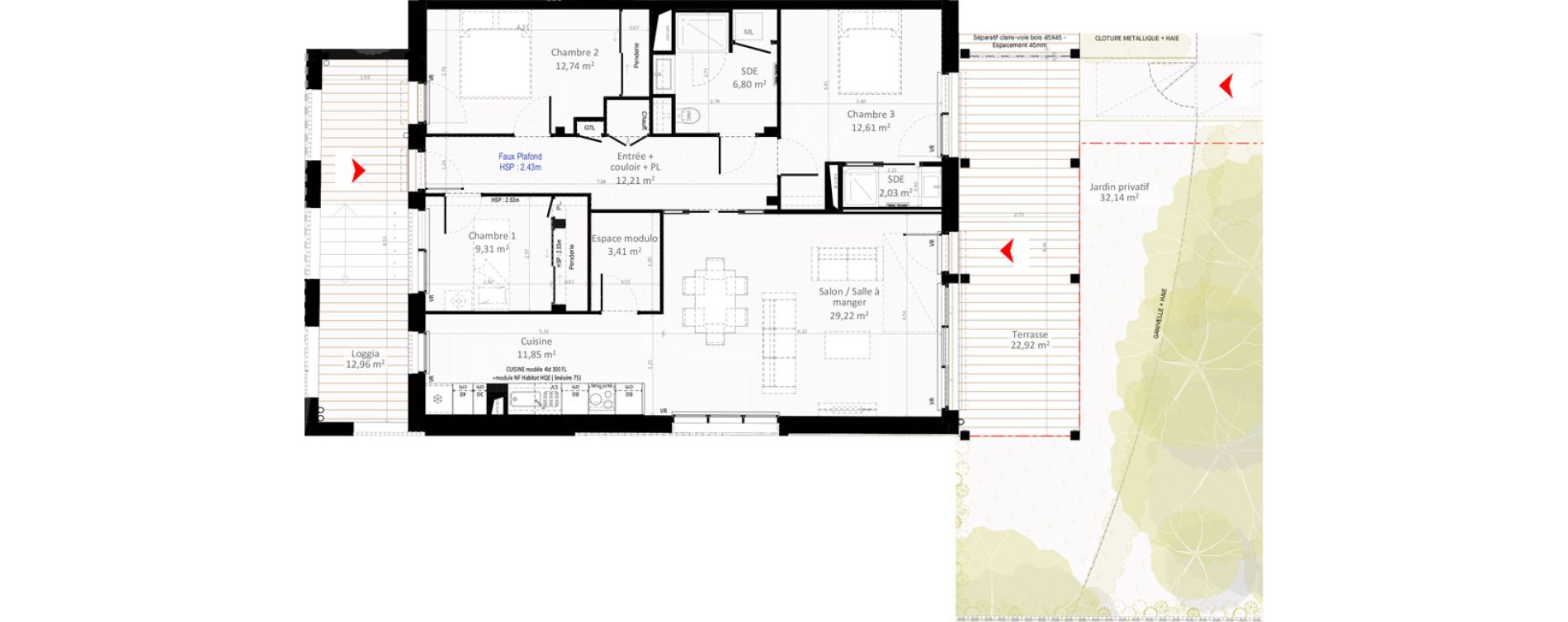 Appartement T4 de 100,18 m2 &agrave; Olivet Centre