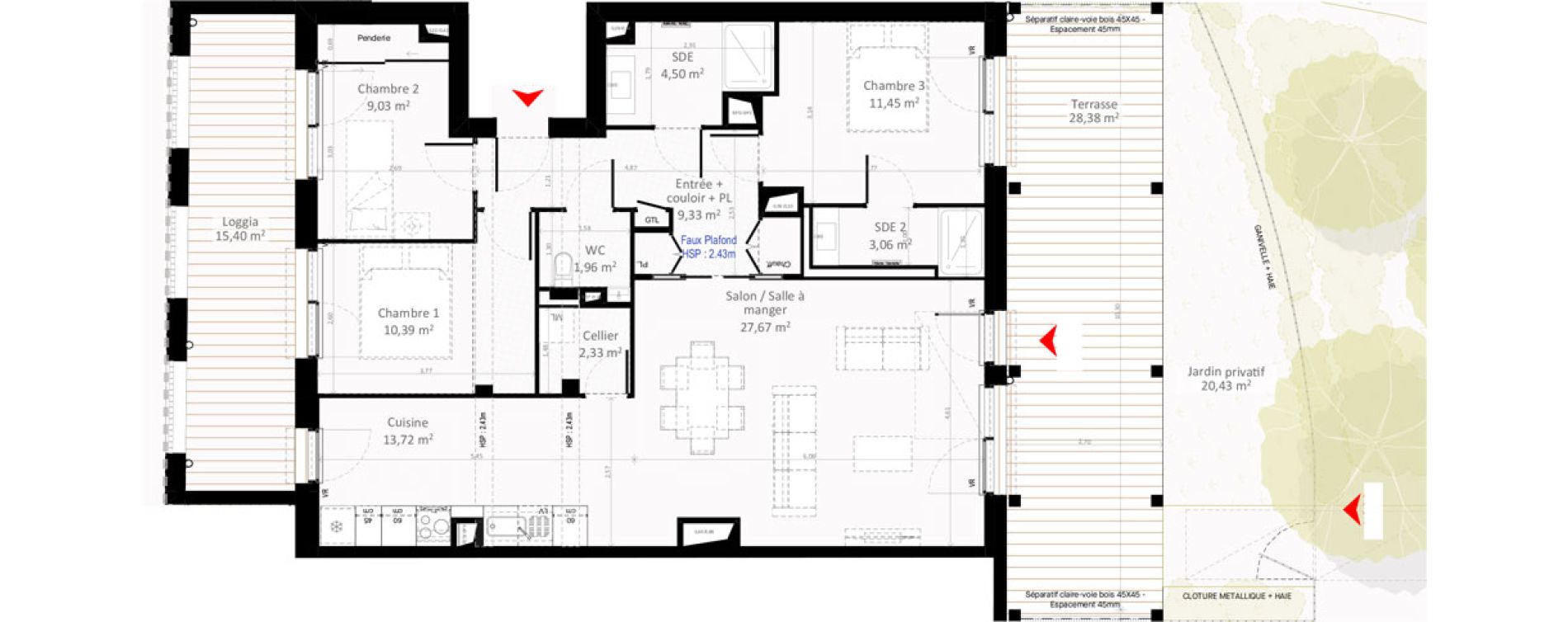 Appartement T4 de 93,44 m2 &agrave; Olivet Centre