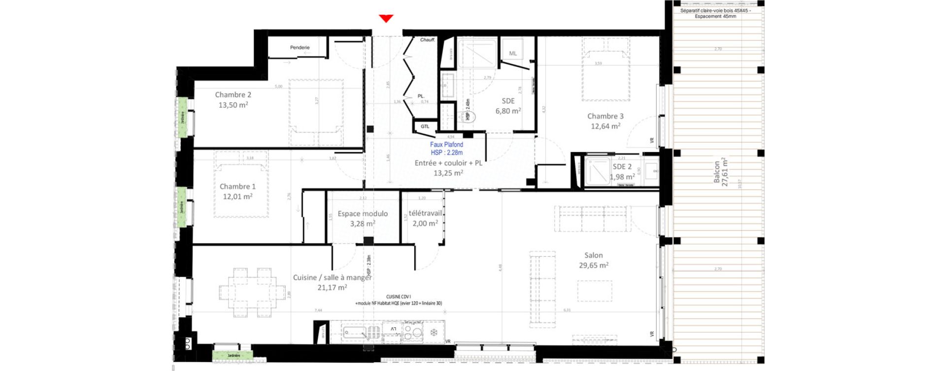 Appartement T4 de 116,28 m2 &agrave; Olivet Centre