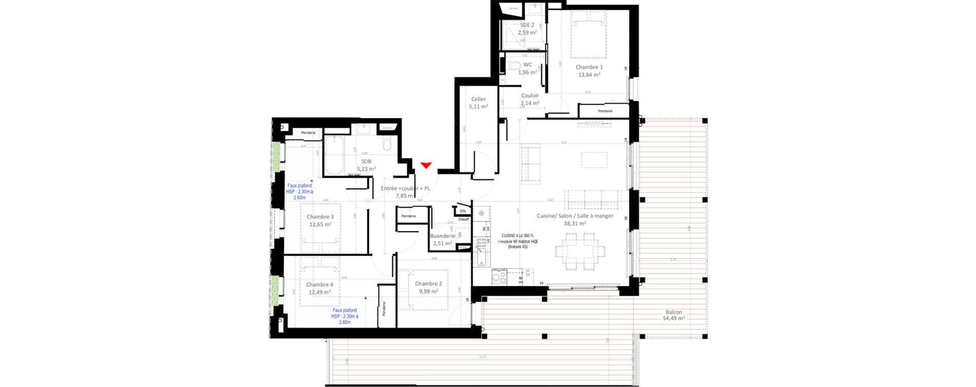 Appartement T5 de 114,46 m2 &agrave; Olivet Centre