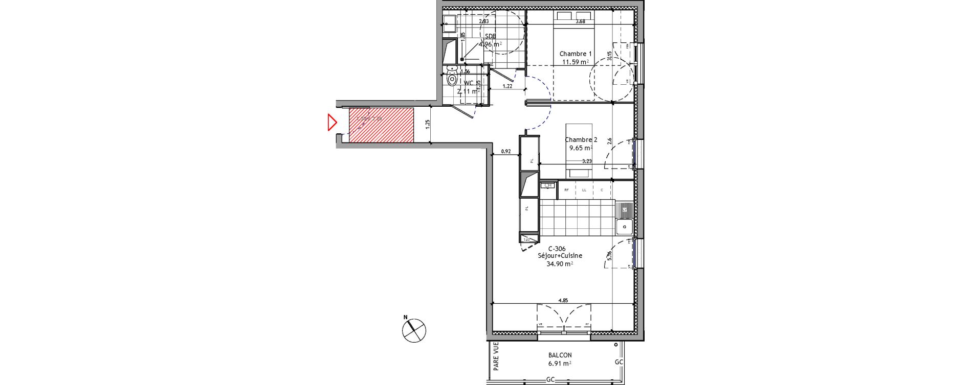Appartement T3 de 63,21 m2 &agrave; Orl&eacute;ans Ch&acirc;teaudun - dunois - faubourg bannier