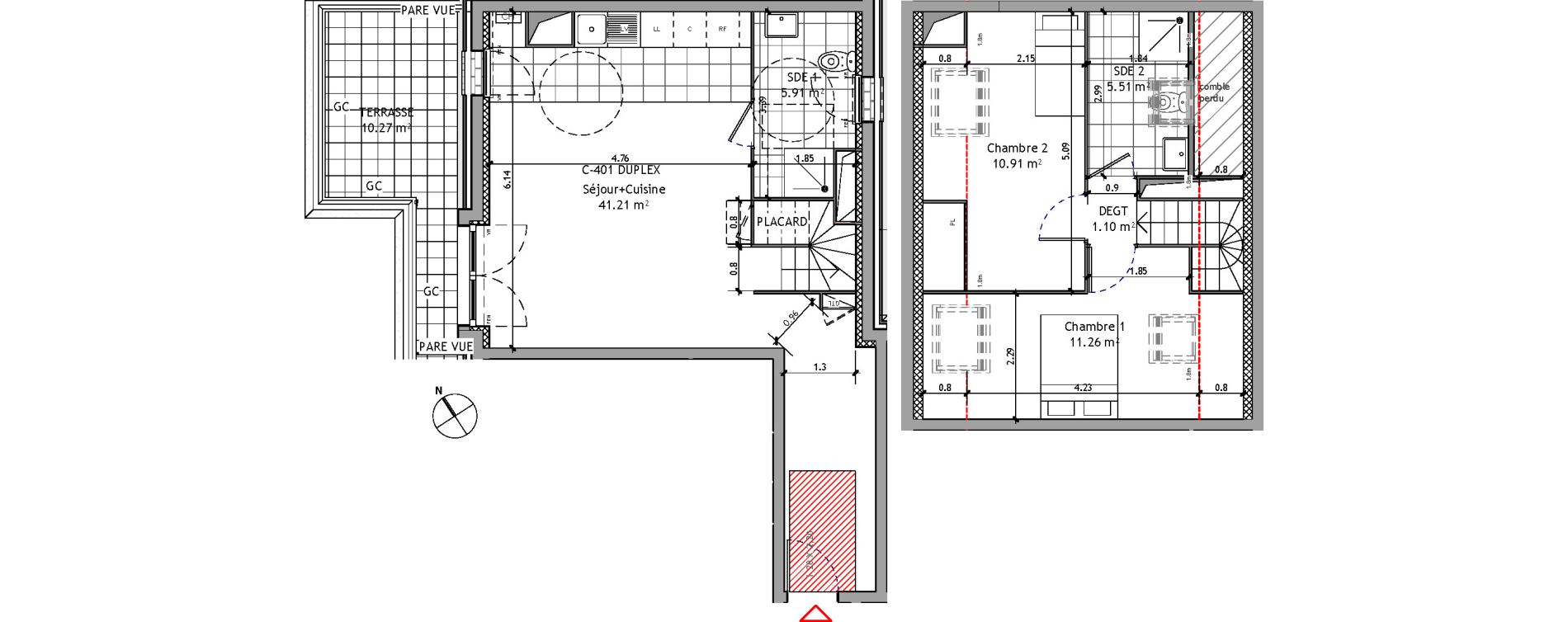 Duplex T3 de 75,89 m2 &agrave; Orl&eacute;ans Ch&acirc;teaudun - dunois - faubourg bannier
