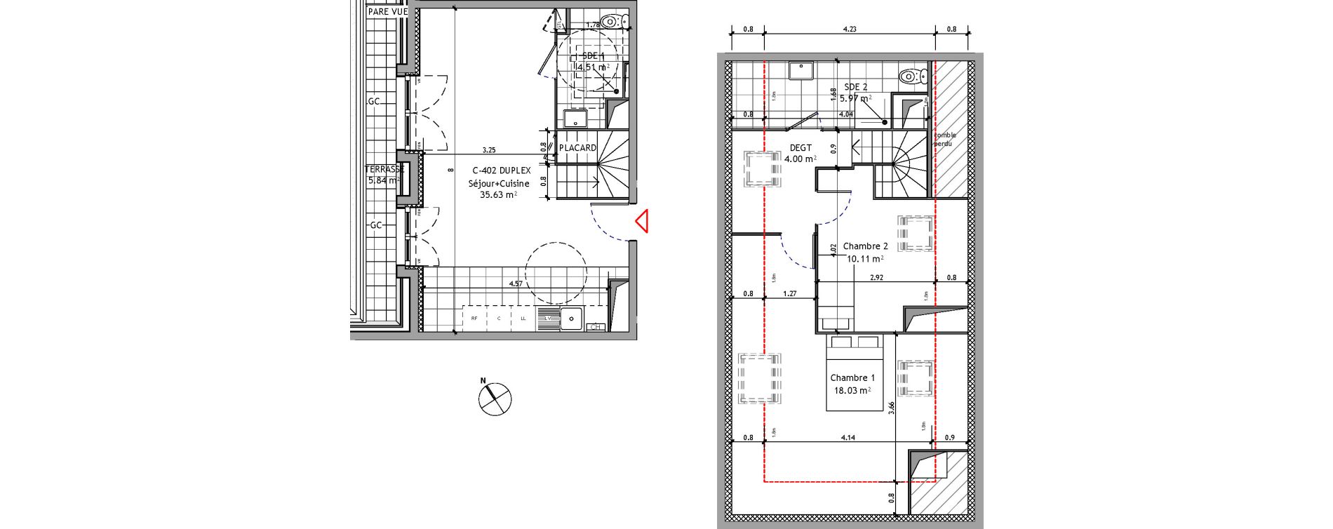 Duplex T3 de 78,25 m2 &agrave; Orl&eacute;ans Ch&acirc;teaudun - dunois - faubourg bannier