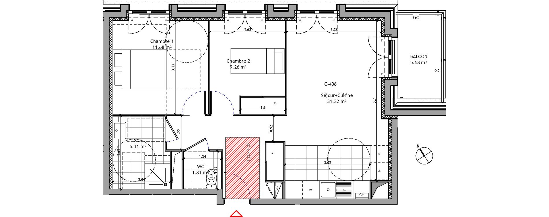 Appartement T3 de 59,20 m2 &agrave; Orl&eacute;ans Ch&acirc;teaudun - dunois - faubourg bannier