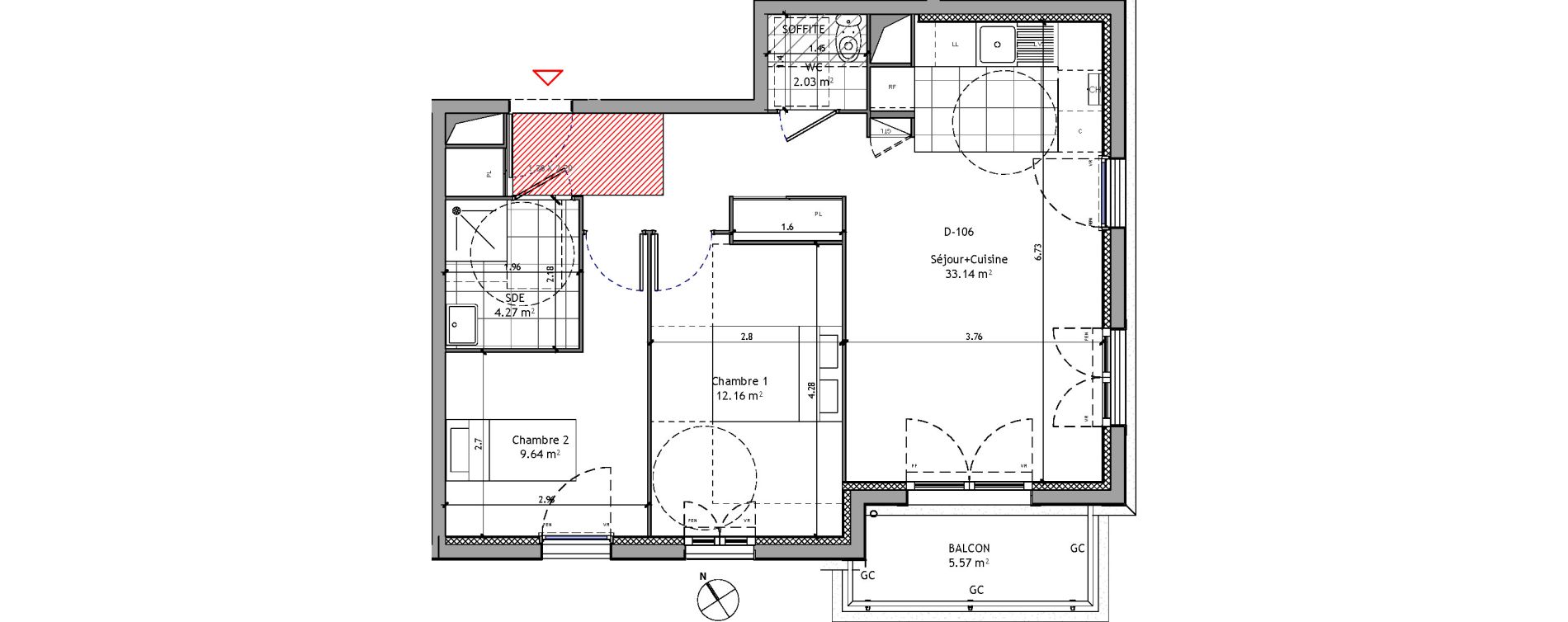 Appartement T3 de 61,24 m2 &agrave; Orl&eacute;ans Ch&acirc;teaudun - dunois - faubourg bannier