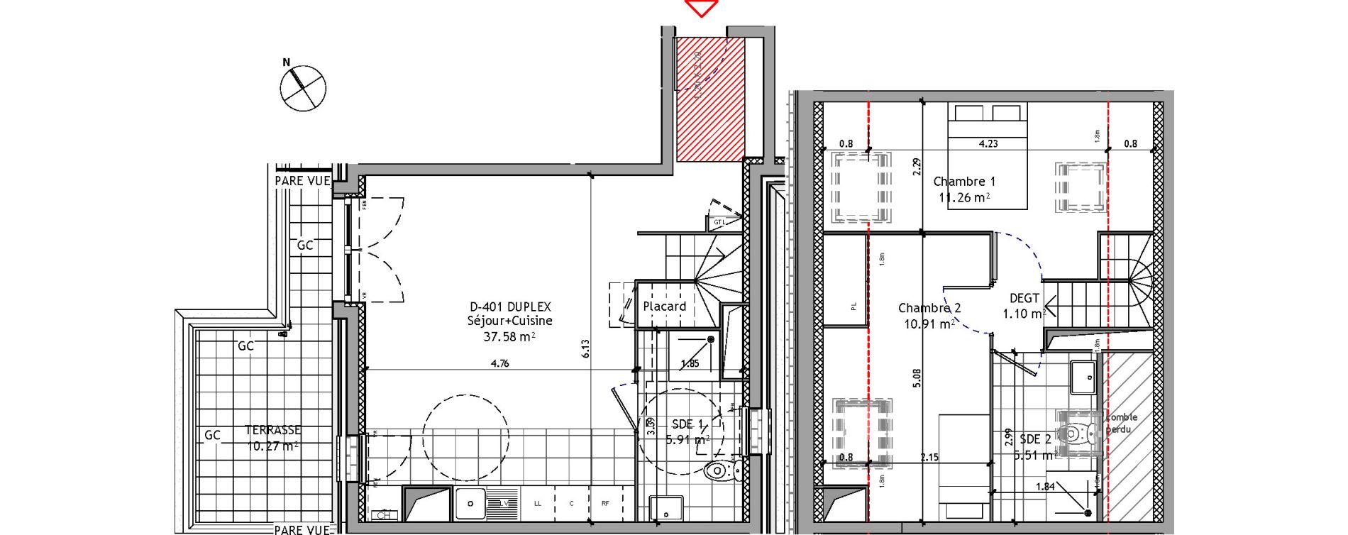 Duplex T3 de 72,27 m2 &agrave; Orl&eacute;ans Ch&acirc;teaudun - dunois - faubourg bannier