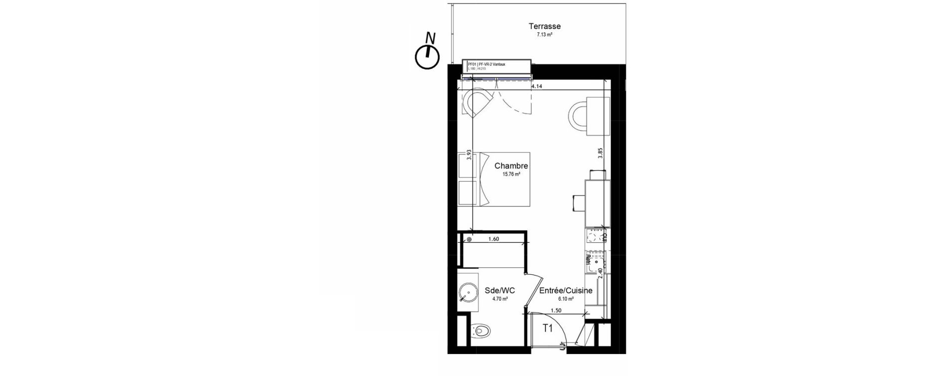Appartement T1 meubl&eacute; de 26,56 m2 &agrave; Orl&eacute;ans Sud