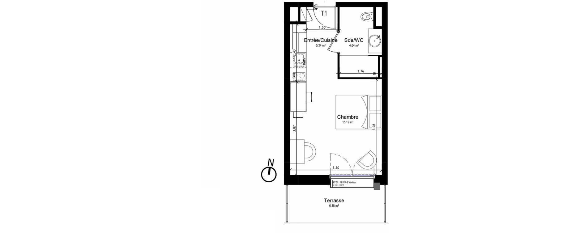 Appartement T1 meubl&eacute; de 25,18 m2 &agrave; Orl&eacute;ans Sud