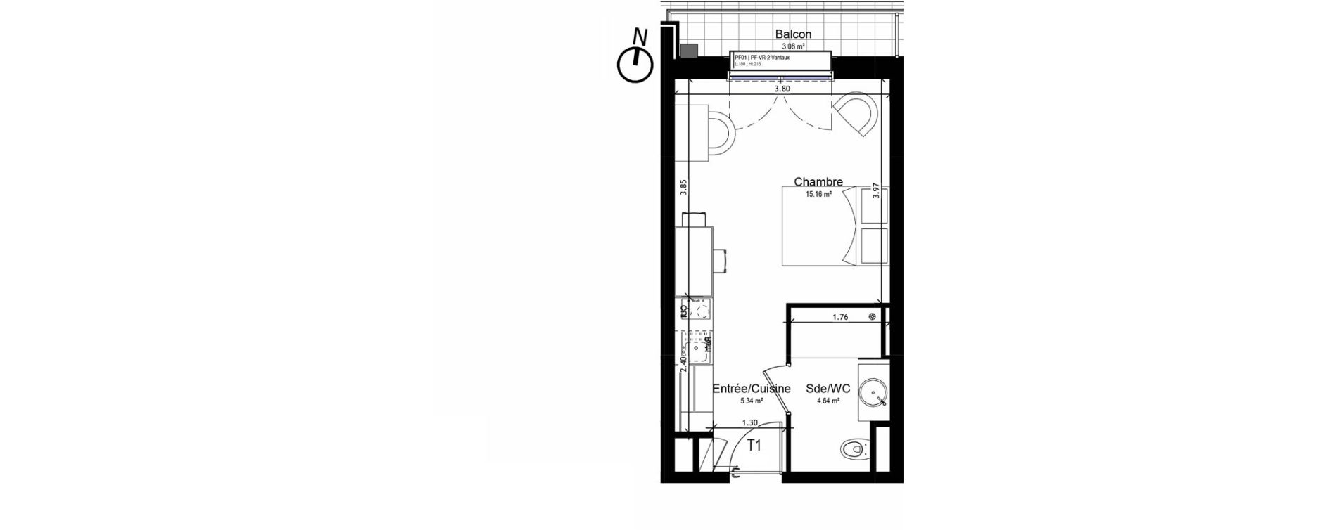 Appartement T1 meubl&eacute; de 25,14 m2 &agrave; Orl&eacute;ans Sud