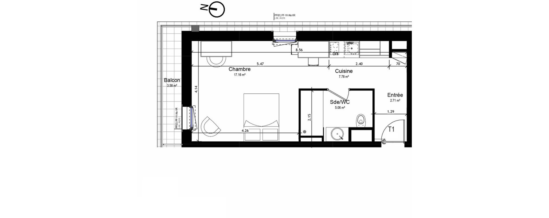 Appartement T1 meubl&eacute; de 32,71 m2 &agrave; Orl&eacute;ans Sud