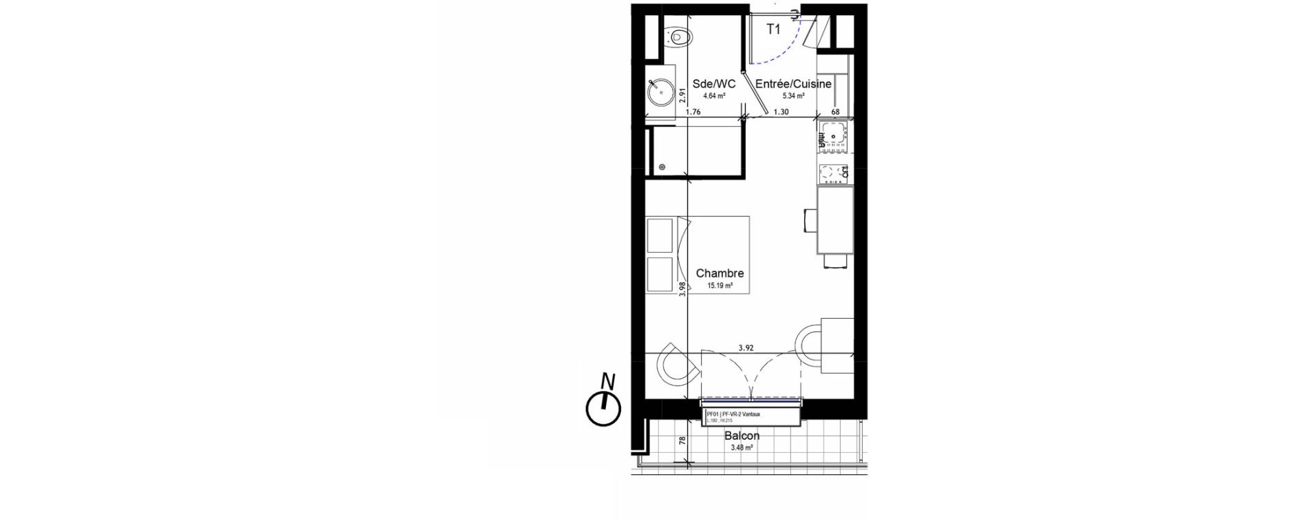 Appartement T1 meubl&eacute; de 25,18 m2 &agrave; Orl&eacute;ans Sud