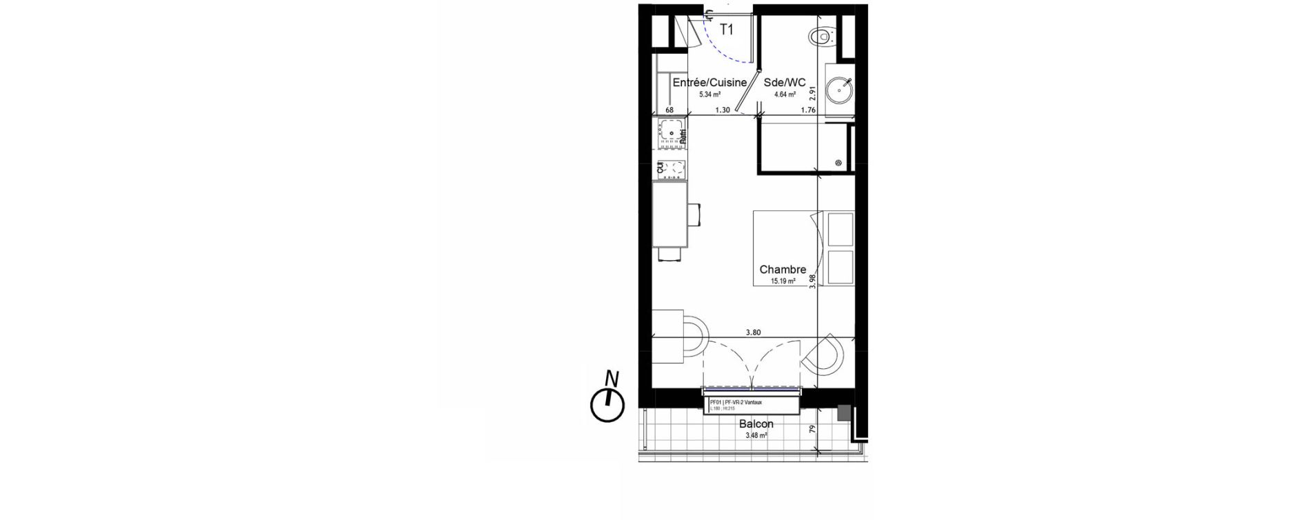 Appartement T1 meubl&eacute; de 25,18 m2 &agrave; Orl&eacute;ans Sud