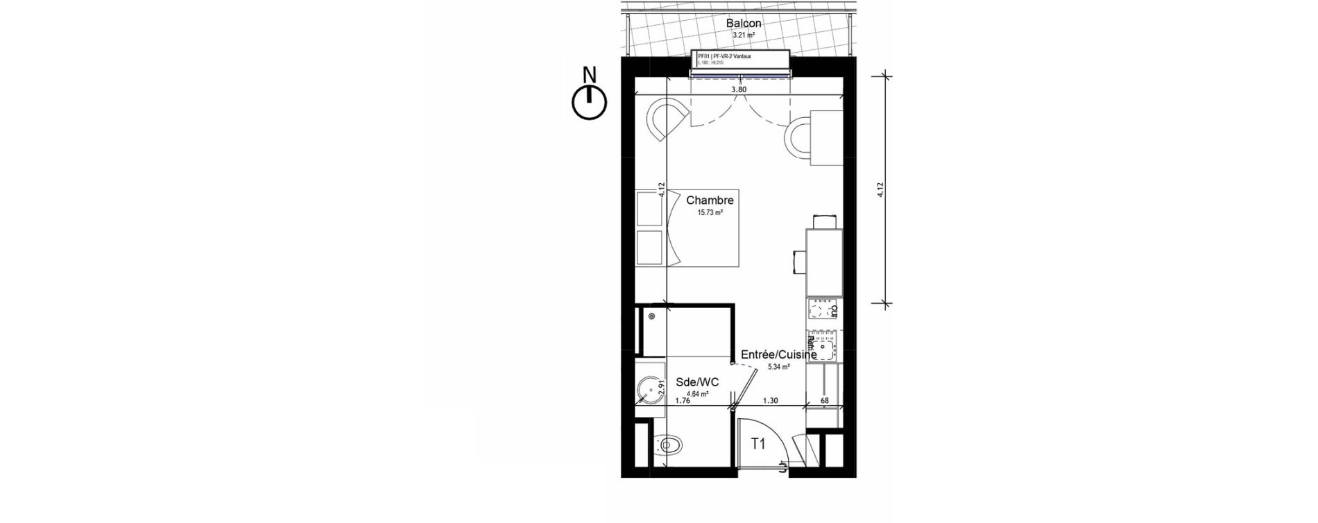 Appartement T1 meubl&eacute; de 25,71 m2 &agrave; Orl&eacute;ans Sud