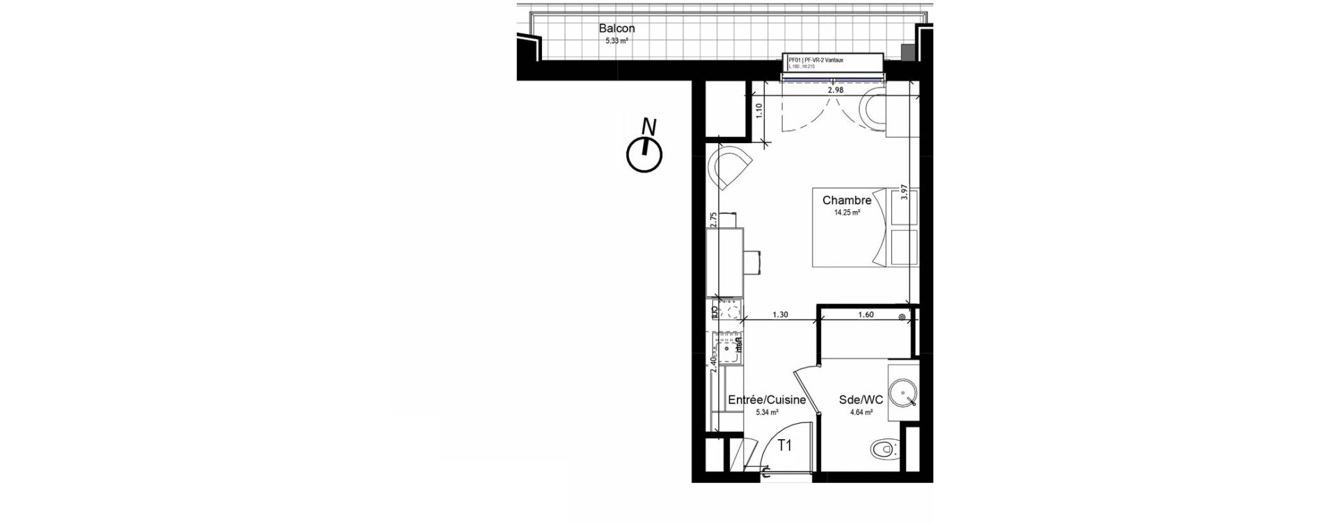 Appartement T1 meubl&eacute; de 24,24 m2 &agrave; Orl&eacute;ans Sud