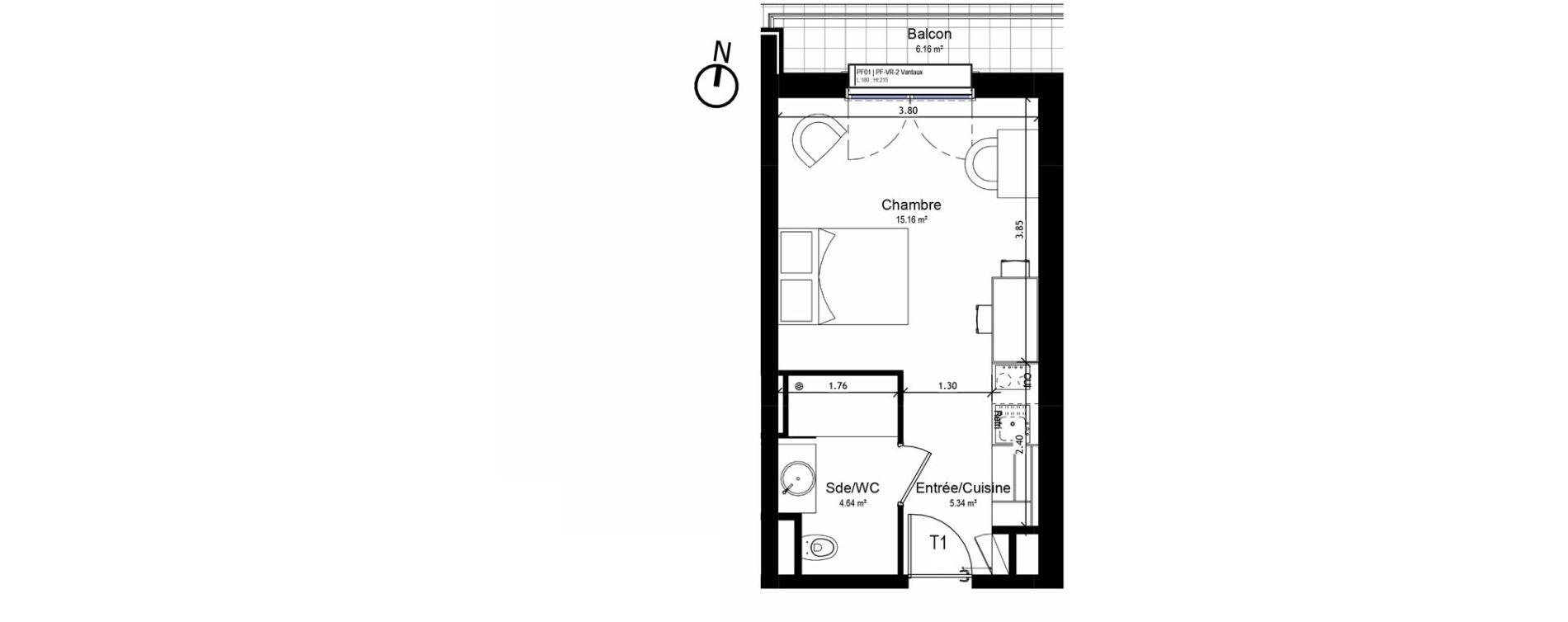 Appartement T1 meubl&eacute; de 25,14 m2 &agrave; Orl&eacute;ans Sud