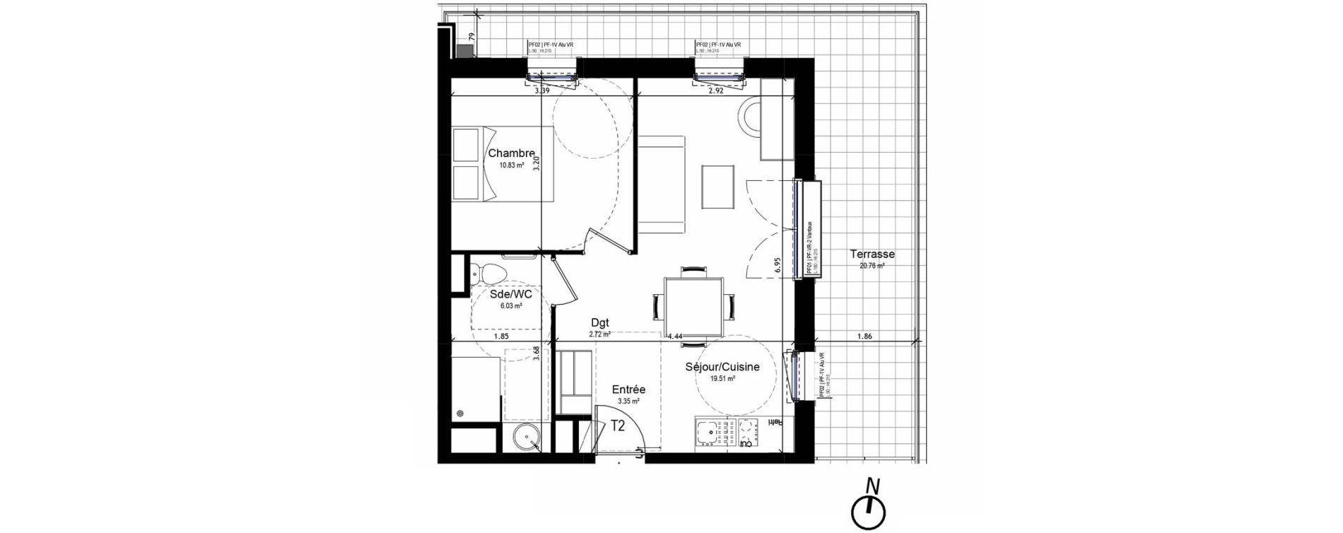 Appartement T2 meubl&eacute; de 42,45 m2 &agrave; Orl&eacute;ans Sud