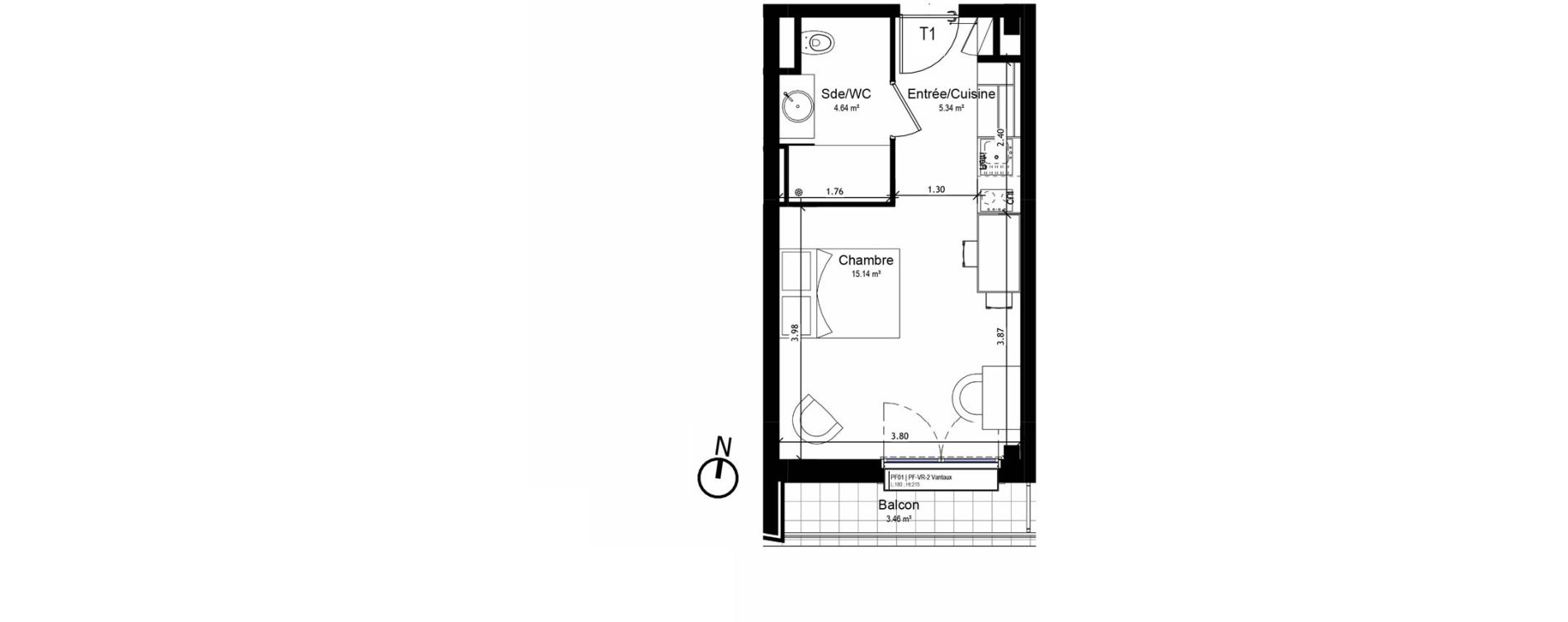Appartement T1 meubl&eacute; de 25,12 m2 &agrave; Orl&eacute;ans Sud