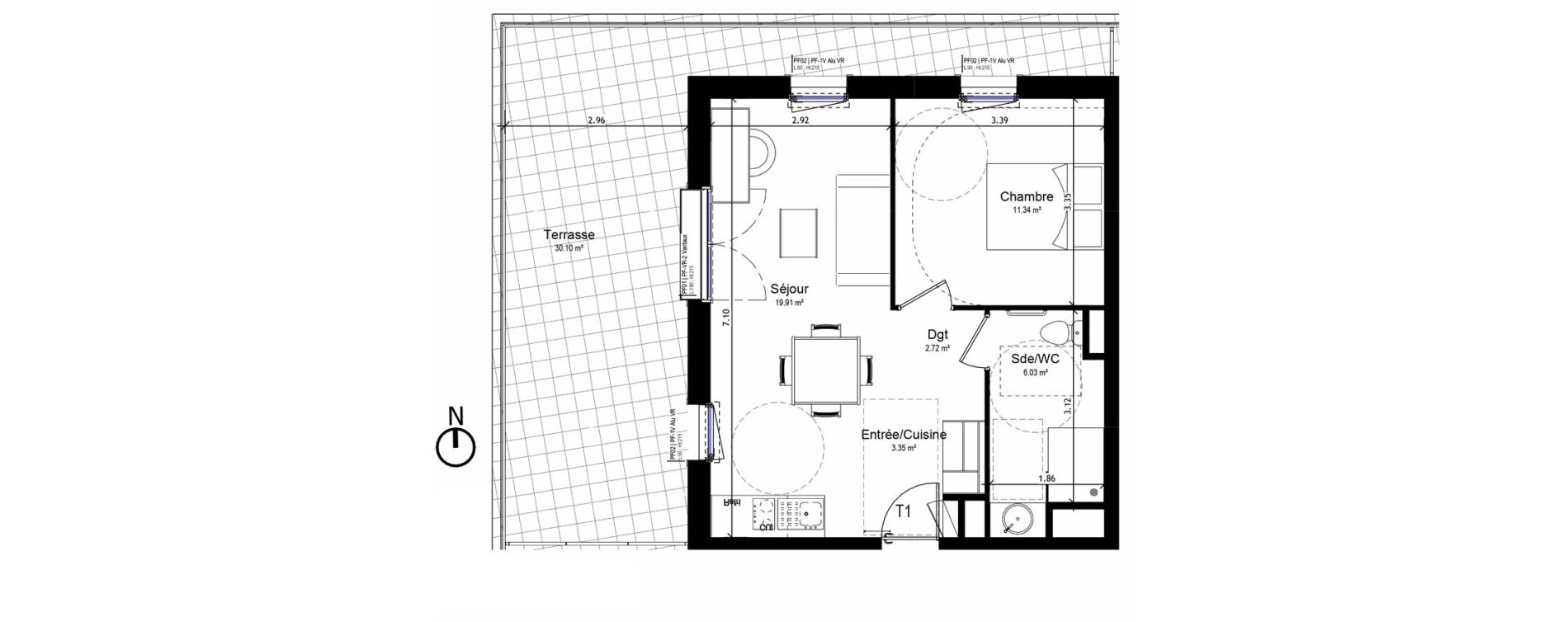 Appartement T2 meubl&eacute; de 43,36 m2 &agrave; Orl&eacute;ans Sud