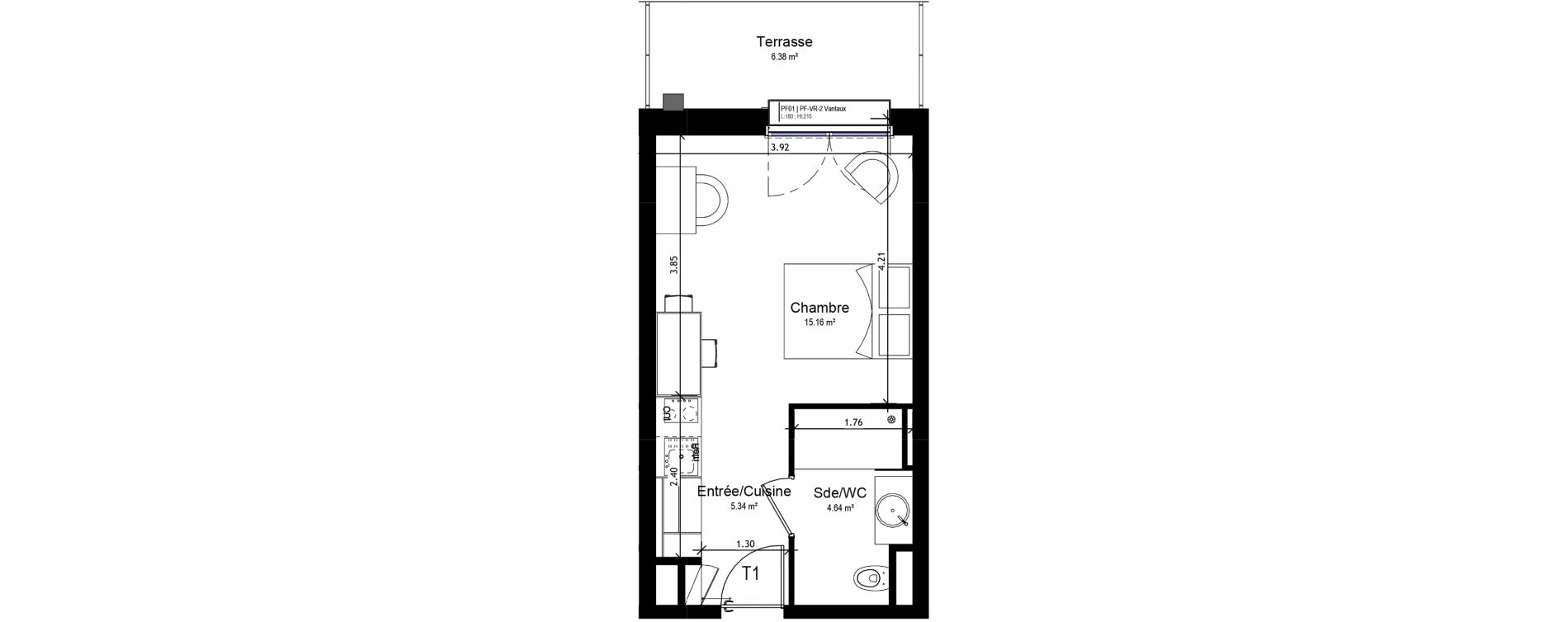 Appartement T1 meubl&eacute; de 25,14 m2 &agrave; Orl&eacute;ans Sud