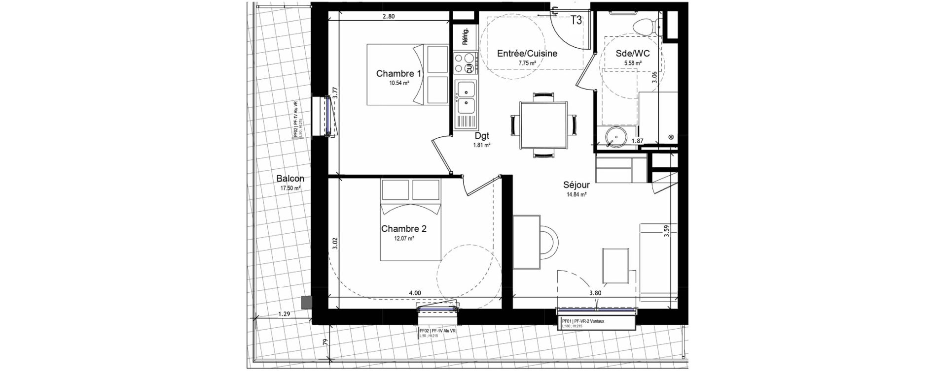 Appartement T3 meubl&eacute; de 52,60 m2 &agrave; Orl&eacute;ans Sud