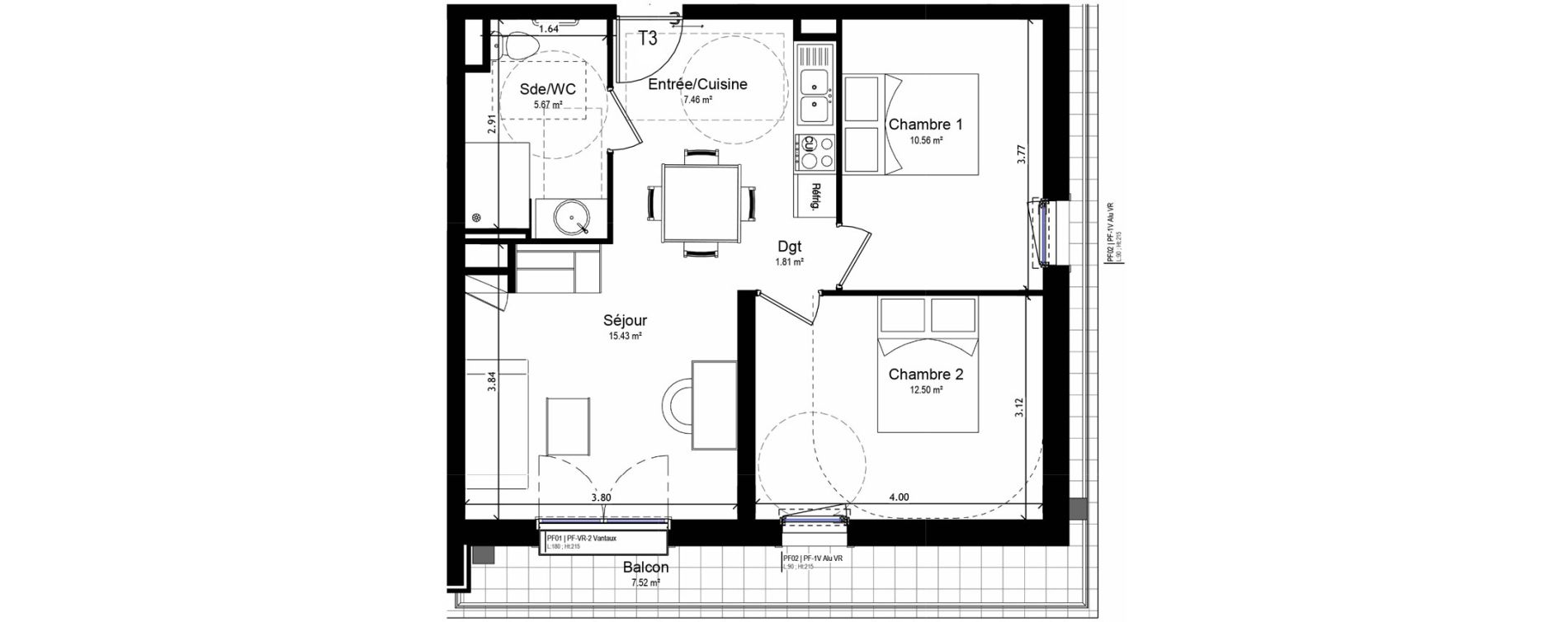 Appartement T3 meubl&eacute; de 53,42 m2 &agrave; Orl&eacute;ans Sud