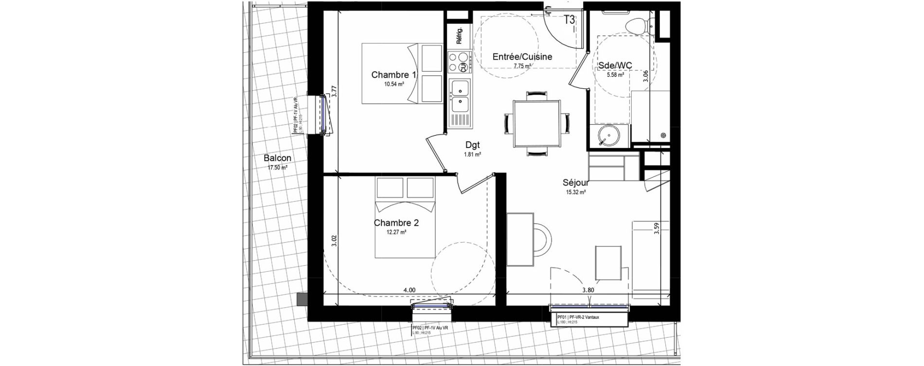 Appartement T3 meubl&eacute; de 53,27 m2 &agrave; Orl&eacute;ans Sud