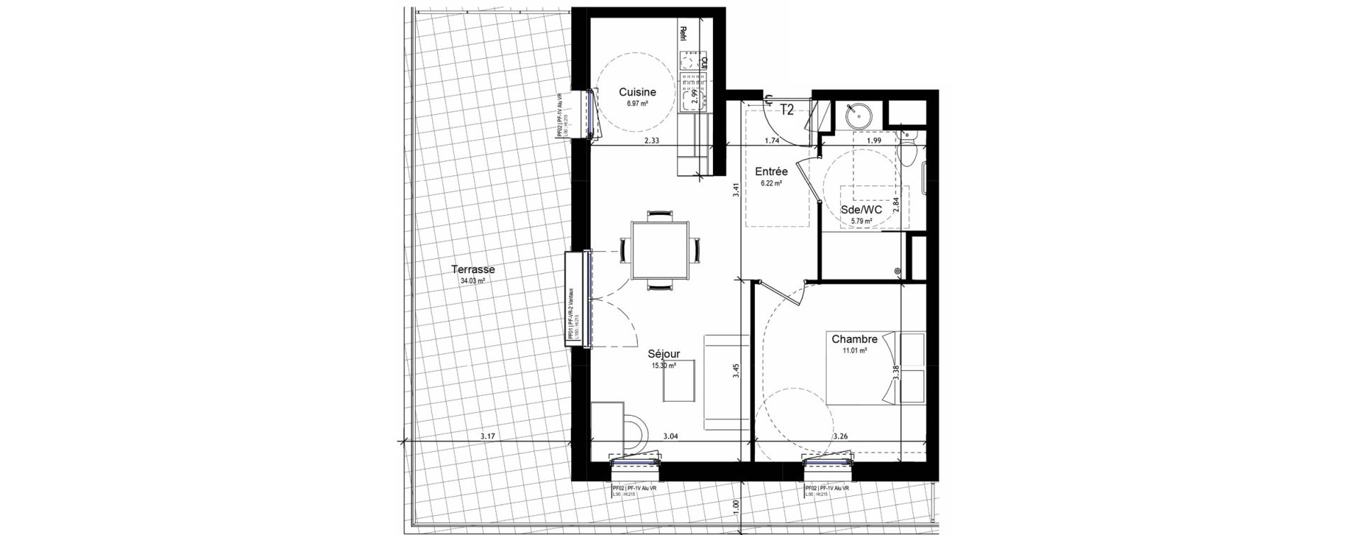 Appartement T2 meubl&eacute; de 45,29 m2 &agrave; Orl&eacute;ans Sud