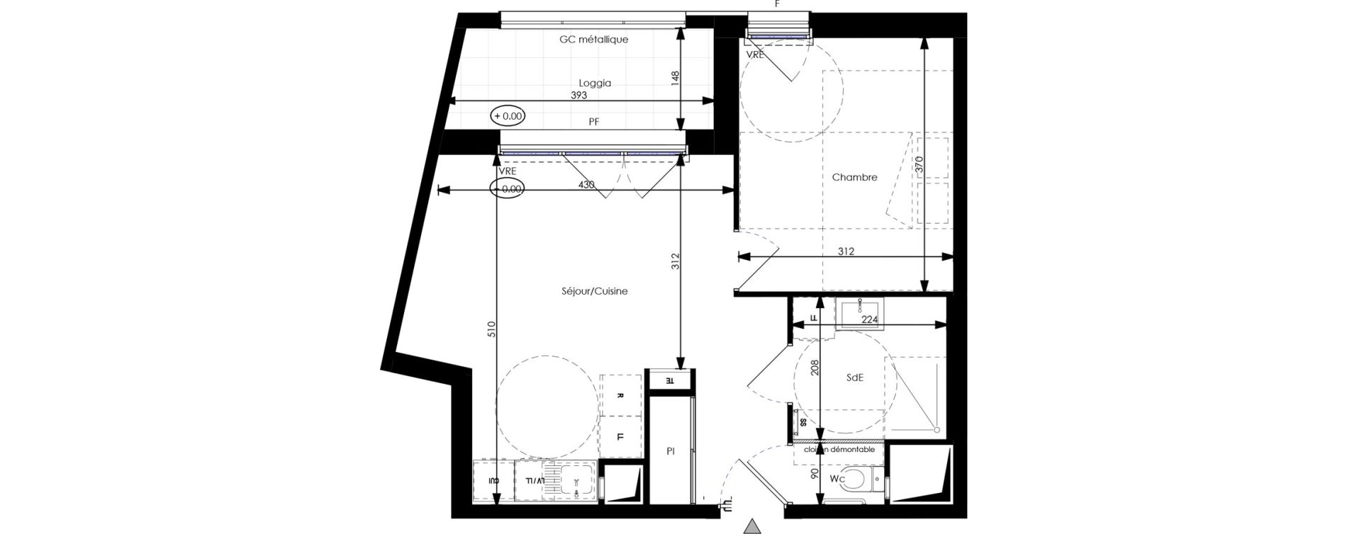 Appartement T2 de 40,97 m2 &agrave; Orl&eacute;ans Blossi&egrave;res - murlins - acacias