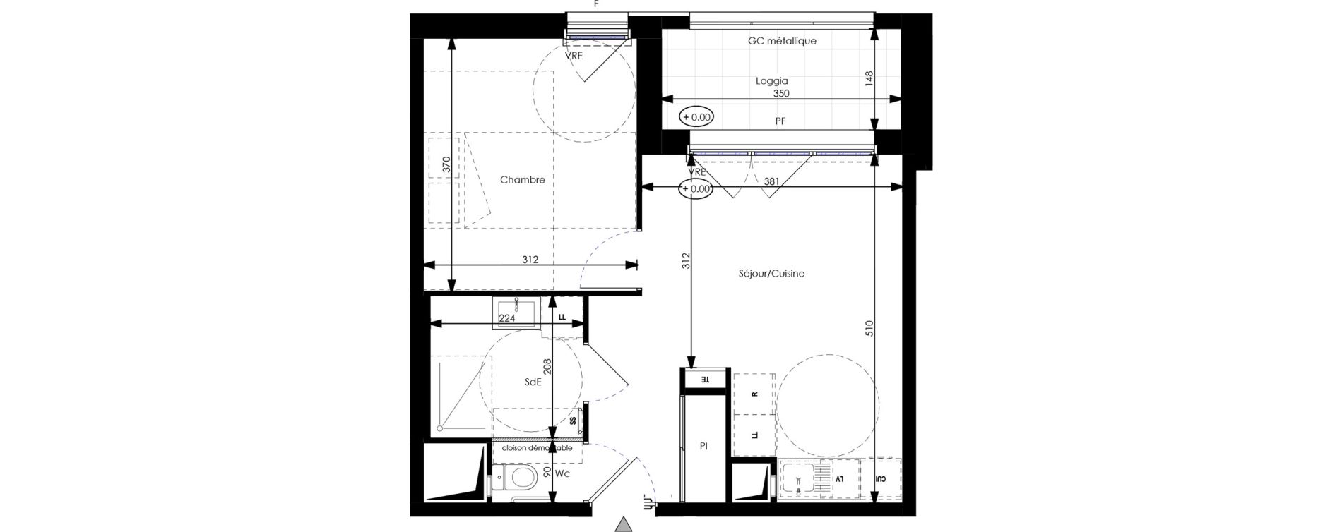 Appartement T2 de 38,53 m2 &agrave; Orl&eacute;ans Blossi&egrave;res - murlins - acacias